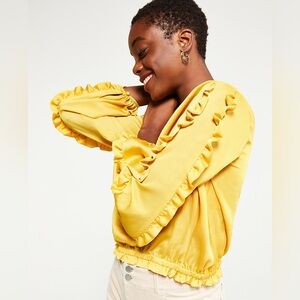 NWT Ann Taylor Ruffle Sleeve Cinched Hem Top